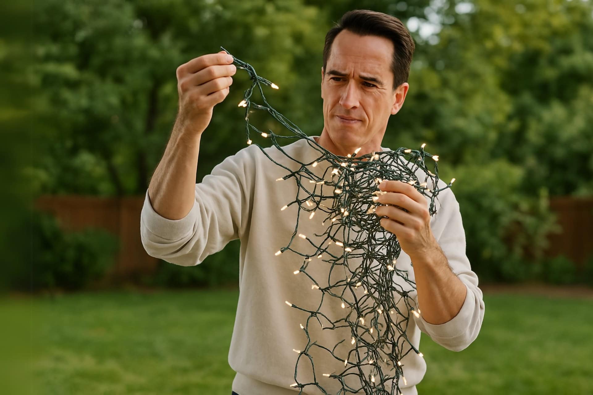 Kerstverlichting opbergen met haspel