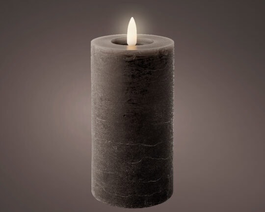 Steady LED Graue Kerze · Warmweißes Licht · Wachs · Ø7×H15cm – Bild 2