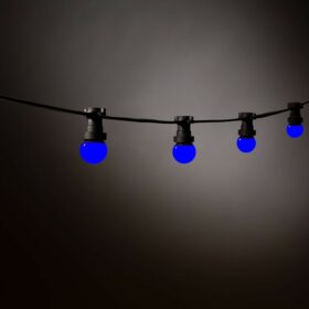 blaue LED-Lampen mit Stacheldraht