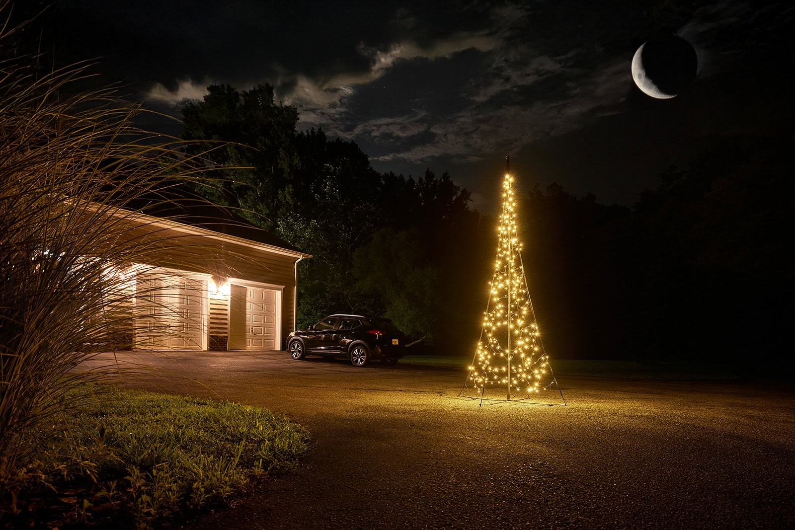 Fairybell 3 Meter All-Surface Weihnachtsbaum außen auf Einfahrt hartem Untergrund