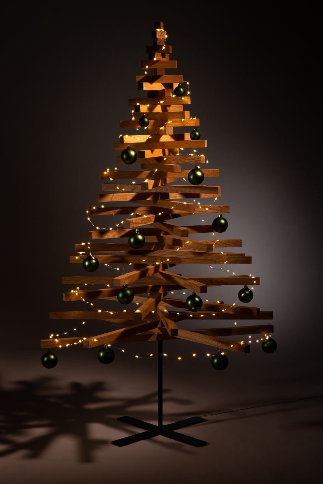 Holz Weihnachtsbaum Dekoration Weihnachtskugeln Grün