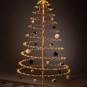 holz weihnachtsbaum dekorieren weihnachtskugeln blau weiß silber