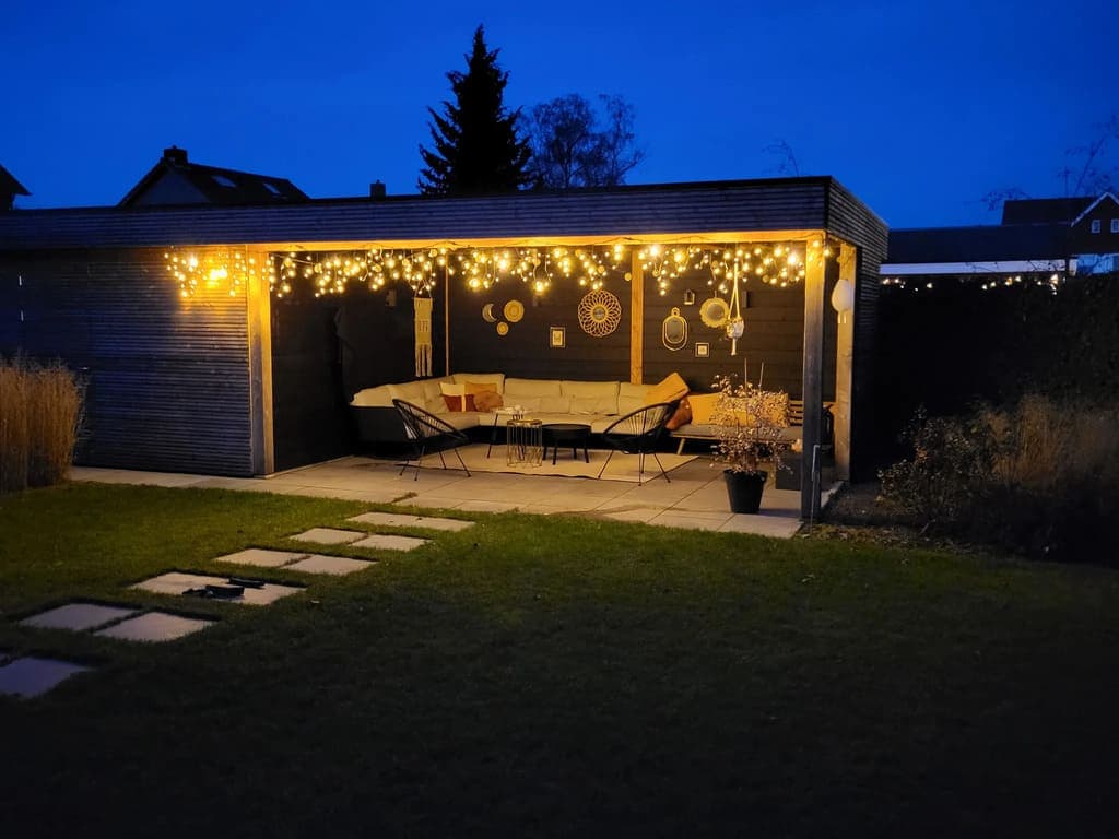 ijspegelverlichting dakrand tuinhuis