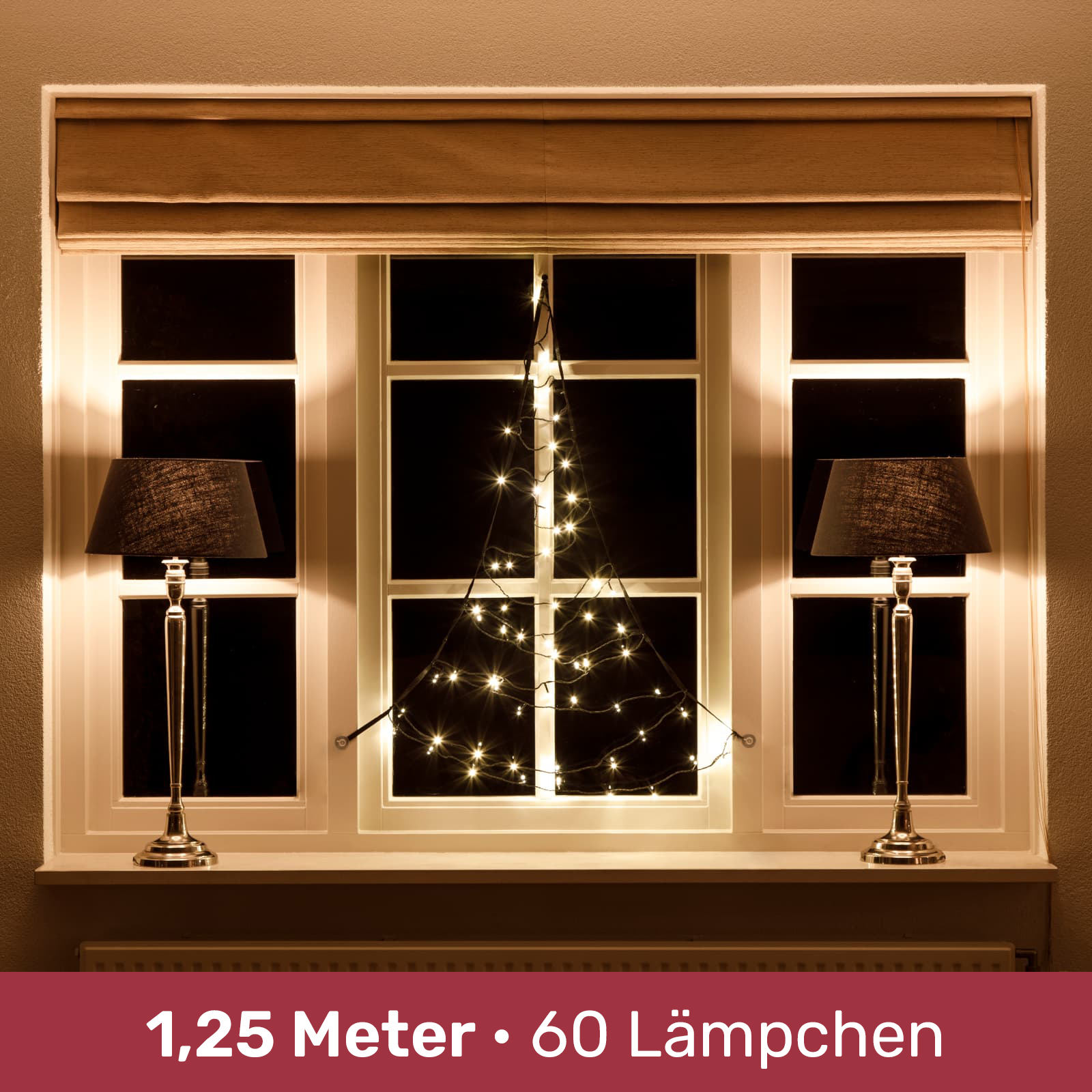 Fensterweihnachtsbaum Fairybell · 1,25 Meter · 60 Lämpchen