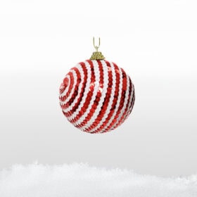 rot weiße Glitzer Weihnachtsbaumkugel mit Streifen