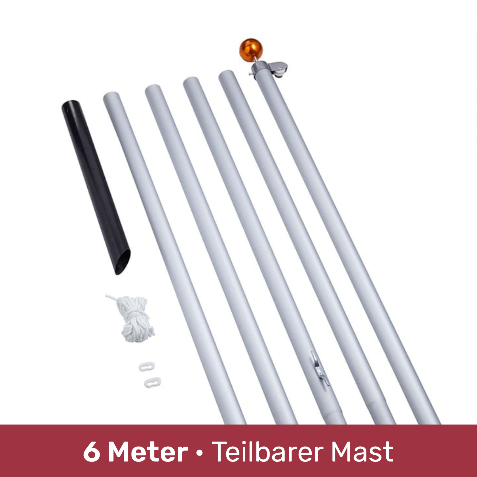 teilbarer fahnenmast 6 meter silber fairybell